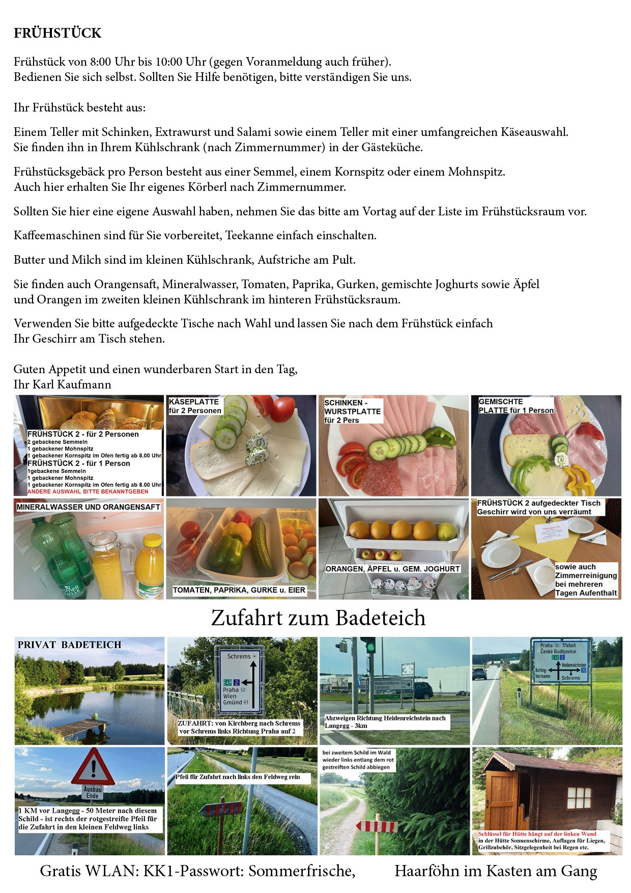 Sommerfrische Waldviertel, Kirchberg am Walde, Frühstücksangebote